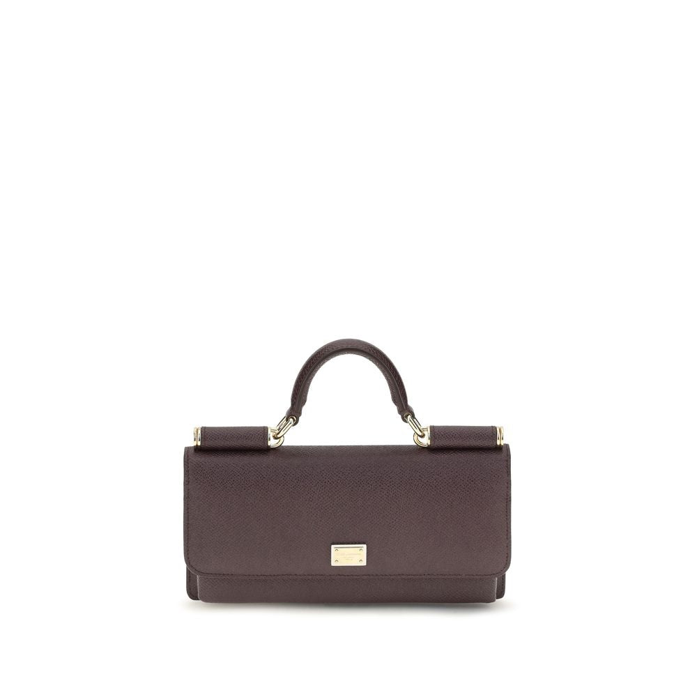 Dolce & Gabbana Brown Leather Micro Sicily Shoulder Bag