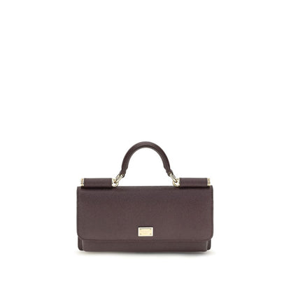 Dolce & Gabbana Brown Leather Micro Sicily Shoulder Bag