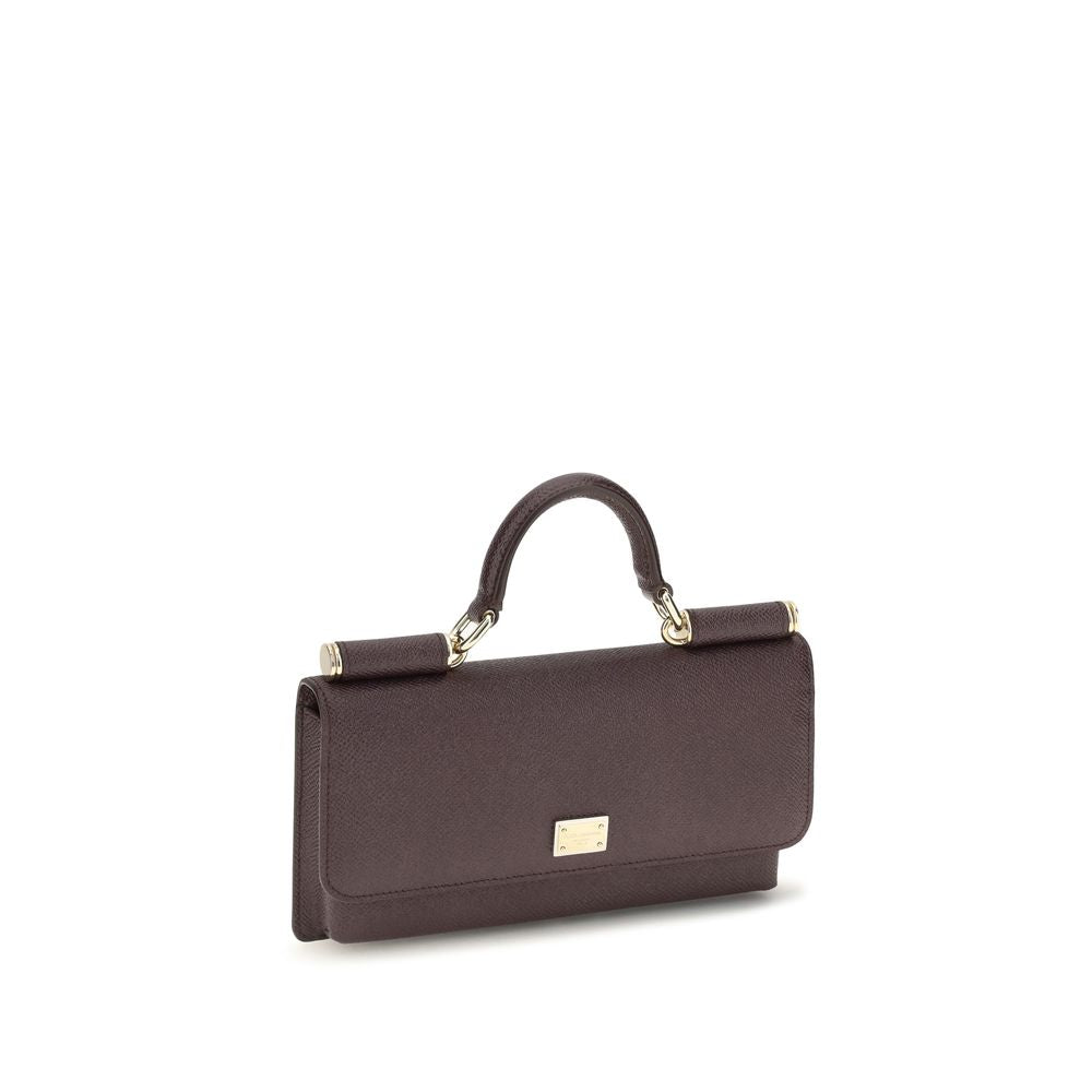 Dolce & Gabbana Brown Leather Micro Sicily Shoulder Bag