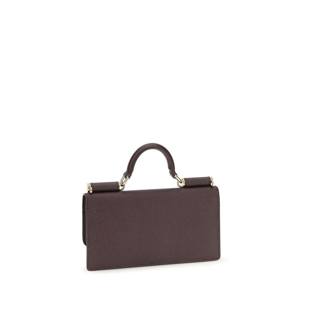 Dolce & Gabbana Brown Leather Micro Sicily Shoulder Bag