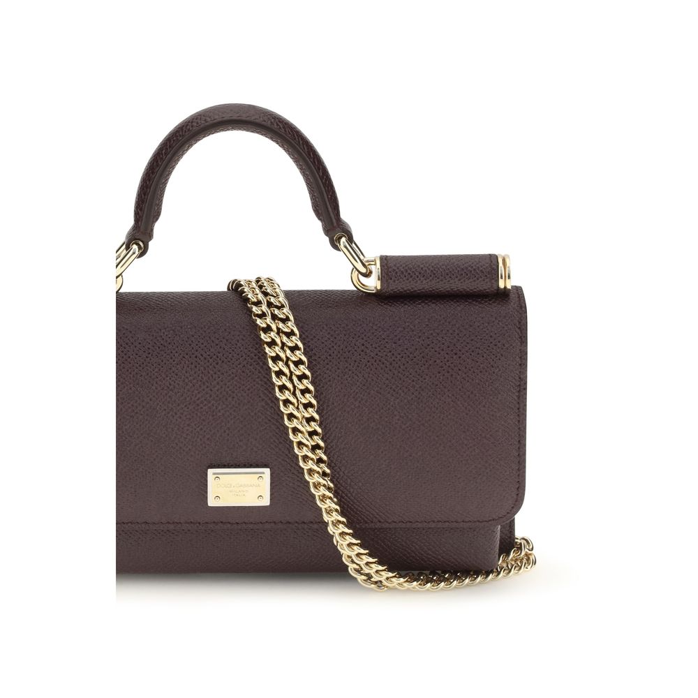 Dolce & Gabbana Brown Leather Micro Sicily Shoulder Bag