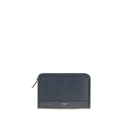 Dolce & Gabbana Blue Calf Leather Atene Clutch Wallet