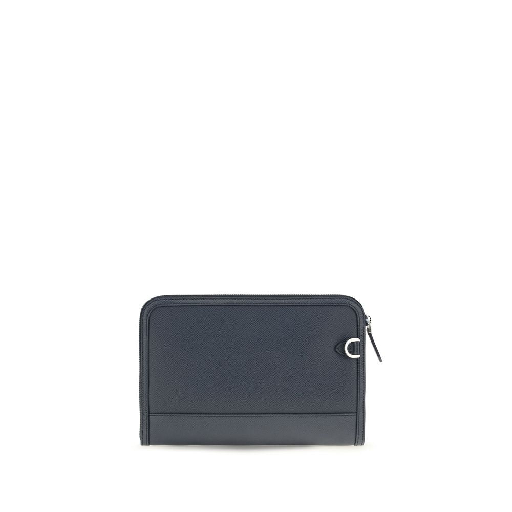 Dolce & Gabbana Blue Calf Leather Atene Clutch Wallet