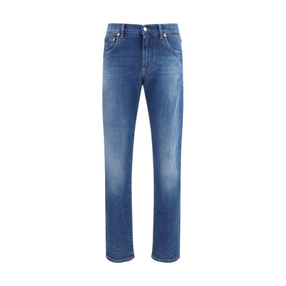 Dolce & Gabbana Blue Cotton Slim Fit Stretch Jeans