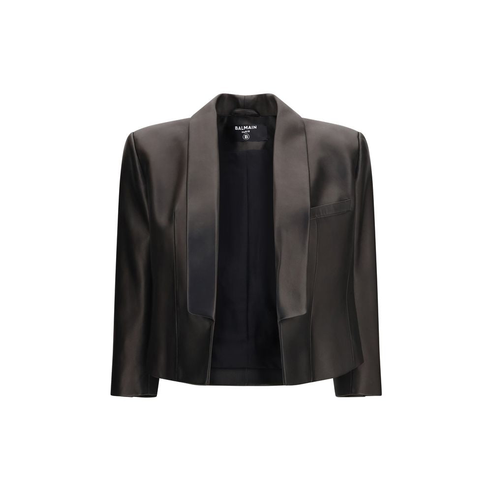 Balmain Black Lamb Ovis Aries Aries Leather Jacket IT38 | S