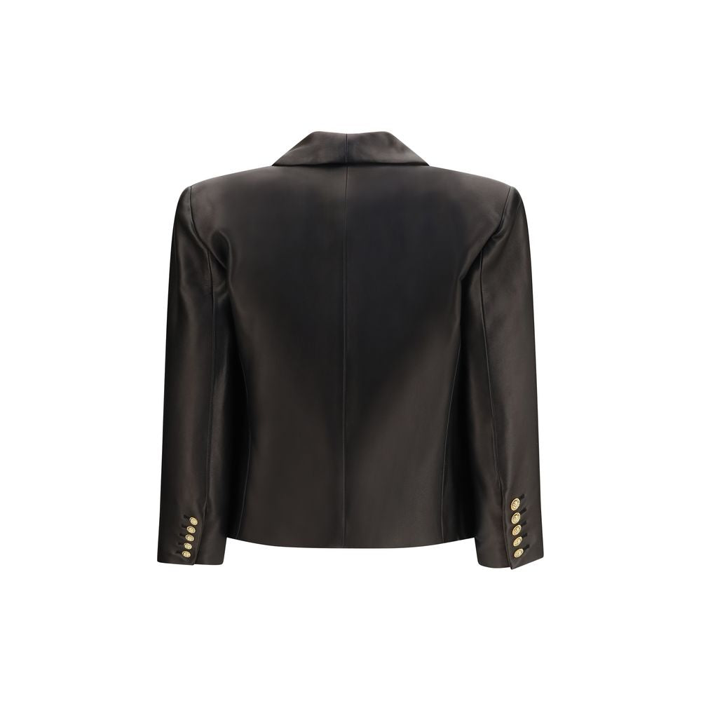 Balmain Black Lamb Ovis Aries Aries Leather Jacket IT38 | S