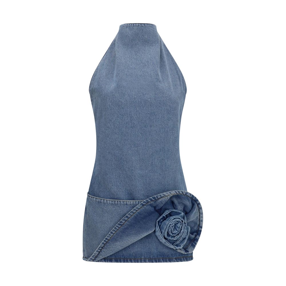 Magda Butrym Blue Halterneck Denim Mini Dress