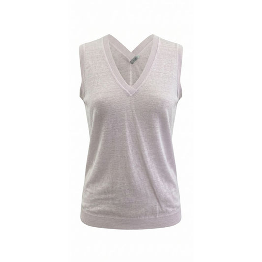 Malo Pink Linen Women Tank Top IT42|M IT46|XL