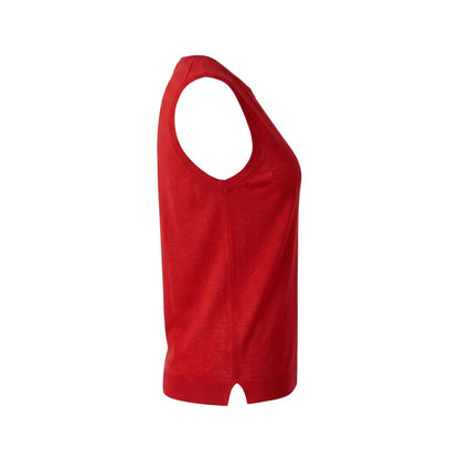 Malo Red Linen Women Tank Top IT40|S, IT42|M, IT44|L
