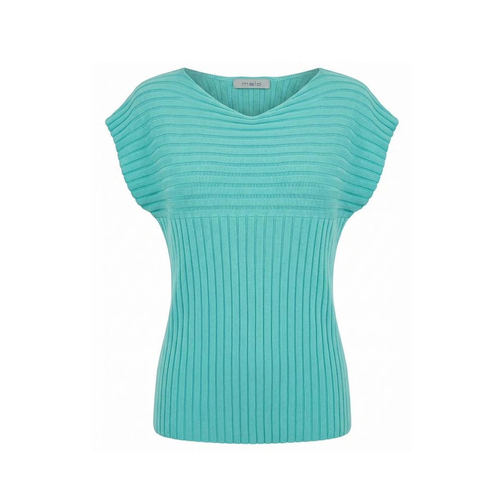 Malo Light Blue Cotton Sleeveless Knit Top M
