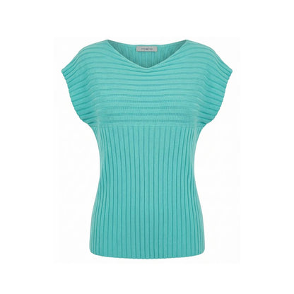 Malo Light Blue Cotton Sleeveless Knit Top M