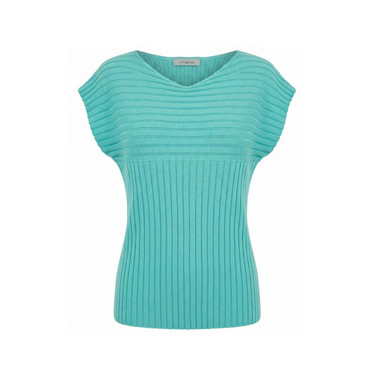 Malo Light Blue Cotton Sleeveless Knit Top M