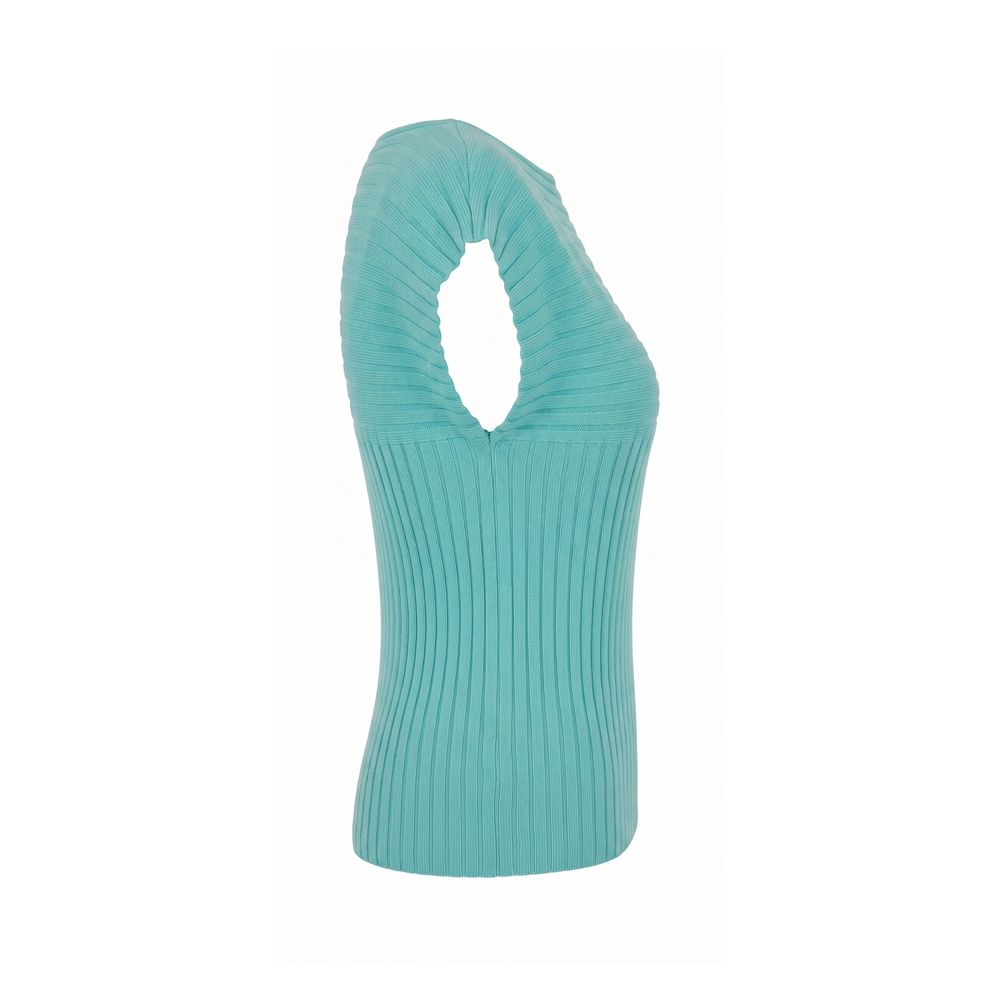 Malo Light Blue Cotton Sleeveless Knit Top M