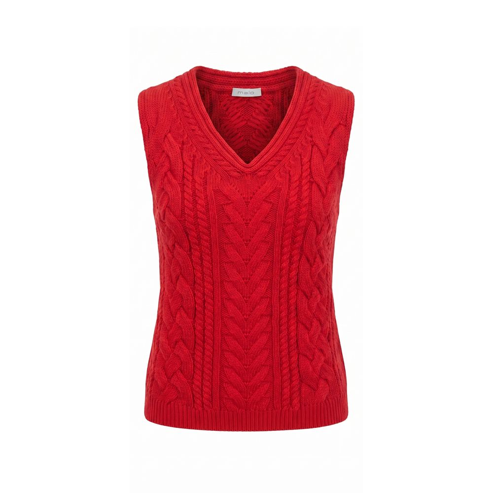 Malo Red Cotton Sleeveless Knit Vest