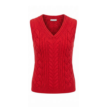 Malo Red Cotton Sleeveless Knit Vest