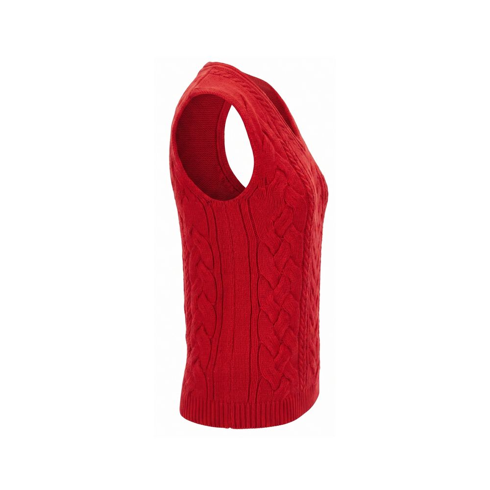 Malo Red Cotton Sleeveless Knit Vest
