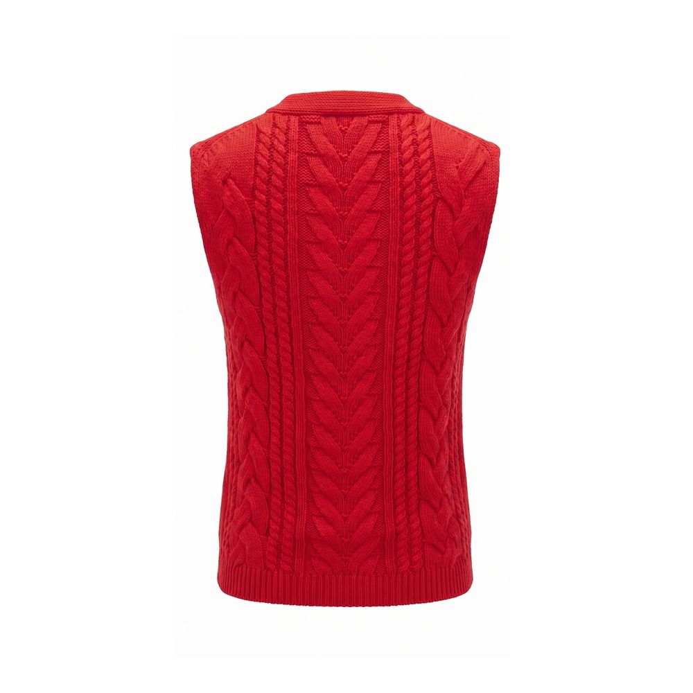 Malo Red Cotton Sleeveless Knit Vest