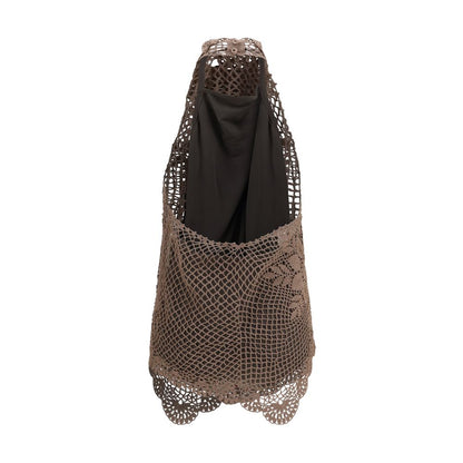 Magda Butrym Brown Crochet Lace High-Neck Top