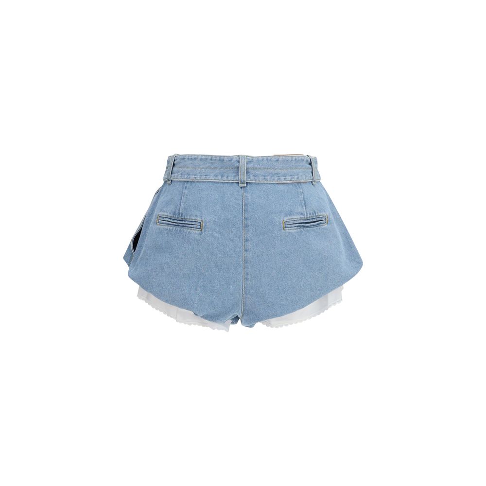 Magda Butrym Blue Cotton Flared Denim Shorts
