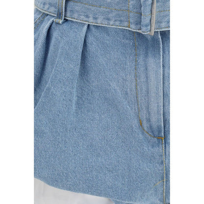 Magda Butrym Blue Cotton Flared Denim Shorts
