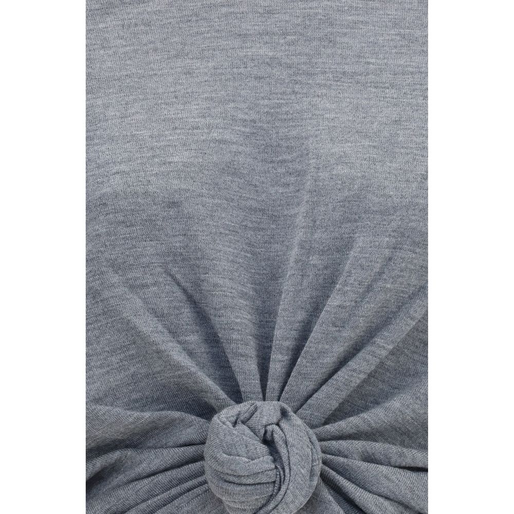 Magda Butrym Gray Wool Long-Sleeve Knot Sweater Top