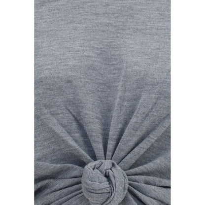 Magda Butrym Gray Wool Long-Sleeve Knot Sweater Top