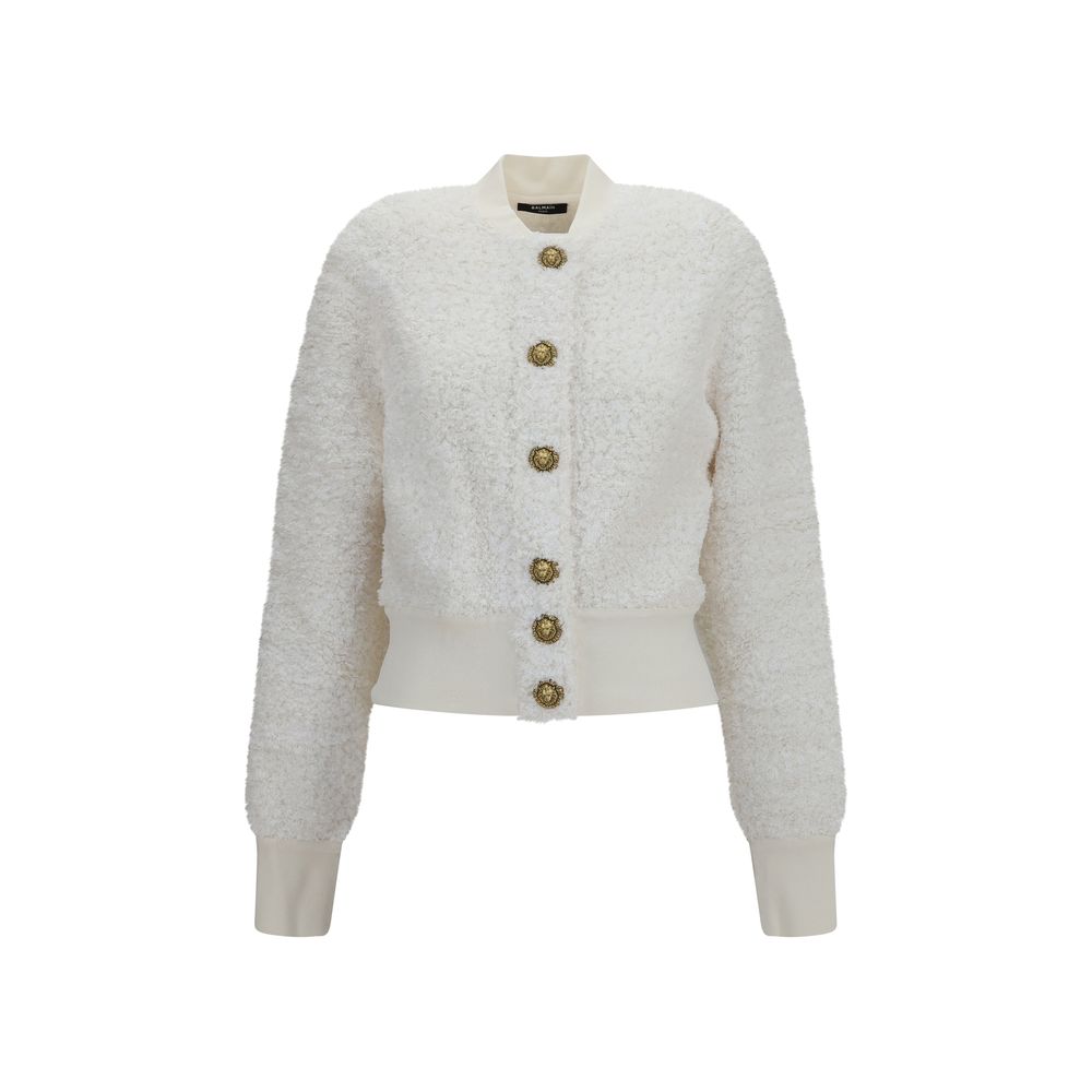 Balmain White Viscose Bomber Jacket IT36 | XS