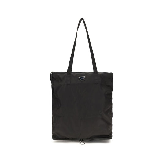 Prada Re-Nylon Tote Bag in Black with Saffiano Leather Pouch