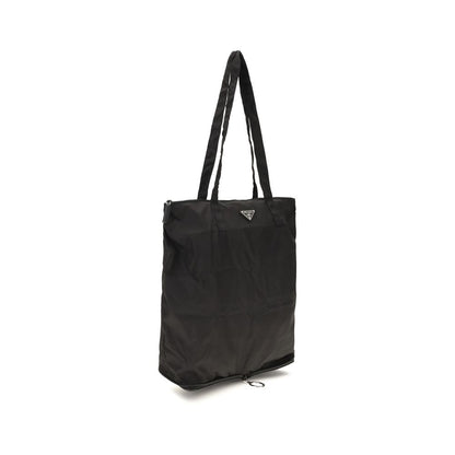 Prada Re-Nylon Tote Bag in Black with Saffiano Leather Pouch