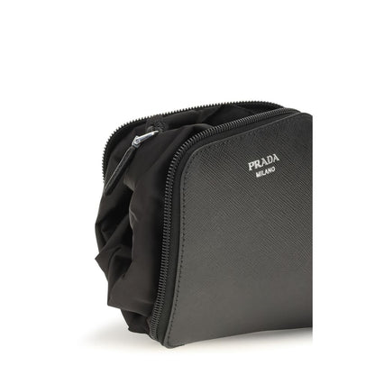 Prada Re-Nylon Tote Bag in Black with Saffiano Leather Pouch