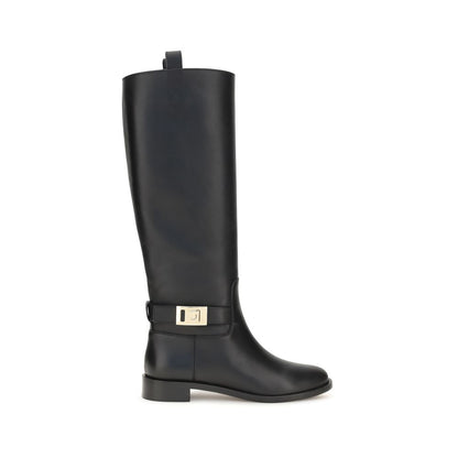 Ferragamo Black Calf Leather Bos Taurus Hug Boots EU35.5/US5.5 to EU39.5/US9.5