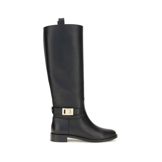 Ferragamo Black Calf Leather Bos Taurus Hug Boots EU35.5/US5.5 to EU39.5/US9.5