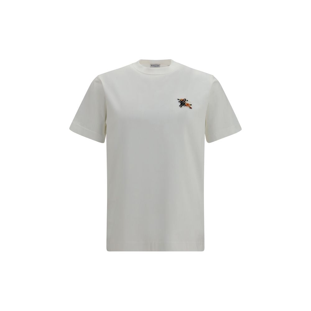 Burberry Equestrian Knight White Cotton T-Shirt - Regular Fit