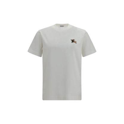 Burberry Equestrian Knight White Cotton T-Shirt - Regular Fit
