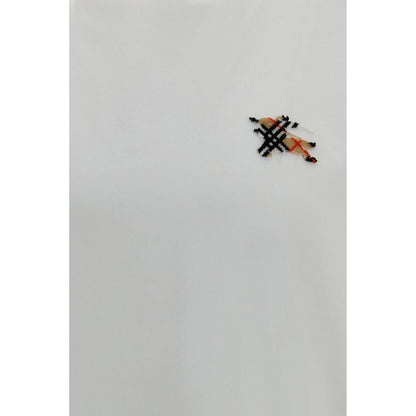 Burberry Equestrian Knight White Cotton T-Shirt - Regular Fit