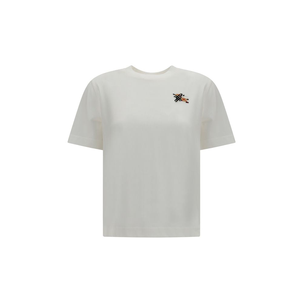 Burberry Knight Check Cotton T-Shirt White Women L