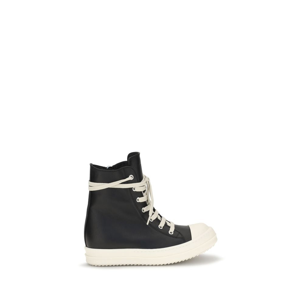 Rick Owens Black Calf Leather Bos Taurus High Top Sneakers EU37/US7