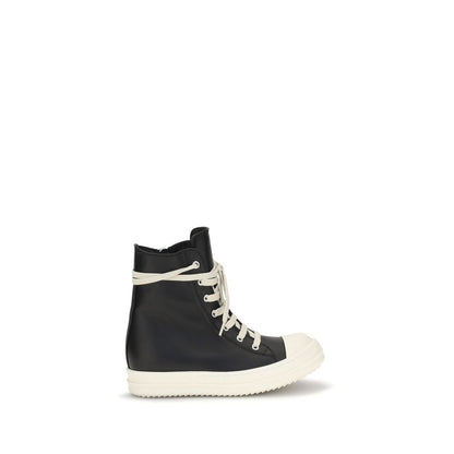 Rick Owens Black Calf Leather Bos Taurus High Top Sneakers EU37/US7