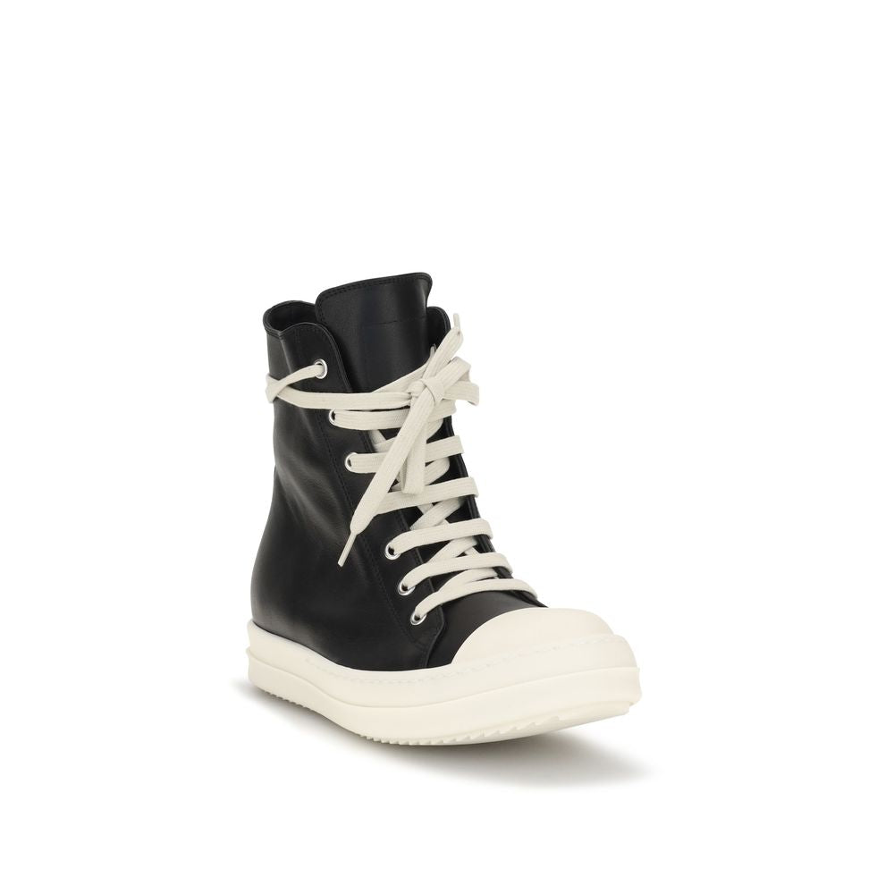 Rick Owens Black Calf Leather Bos Taurus High Top Sneakers EU37/US7