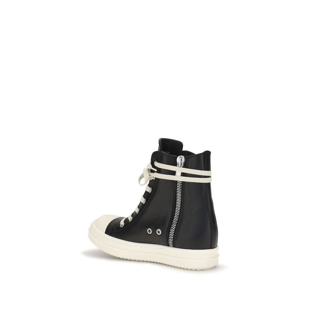 Rick Owens Black Calf Leather Bos Taurus High Top Sneakers EU37/US7