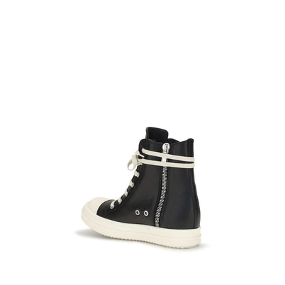 Rick Owens Black Calf Leather Bos Taurus High Top Sneakers EU37/US7