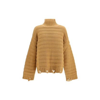 MM6 Beige Wool Oves Aries Turtleneck Sweater