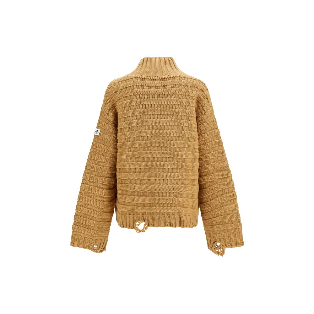 MM6 Beige Wool Oves Aries Turtleneck Sweater