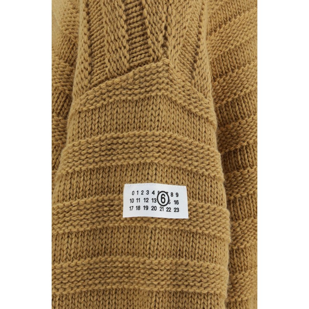 MM6 Beige Wool Oves Aries Turtleneck Sweater
