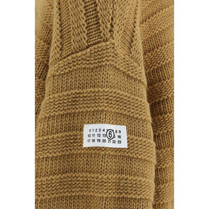 MM6 Beige Wool Oves Aries Turtleneck Sweater
