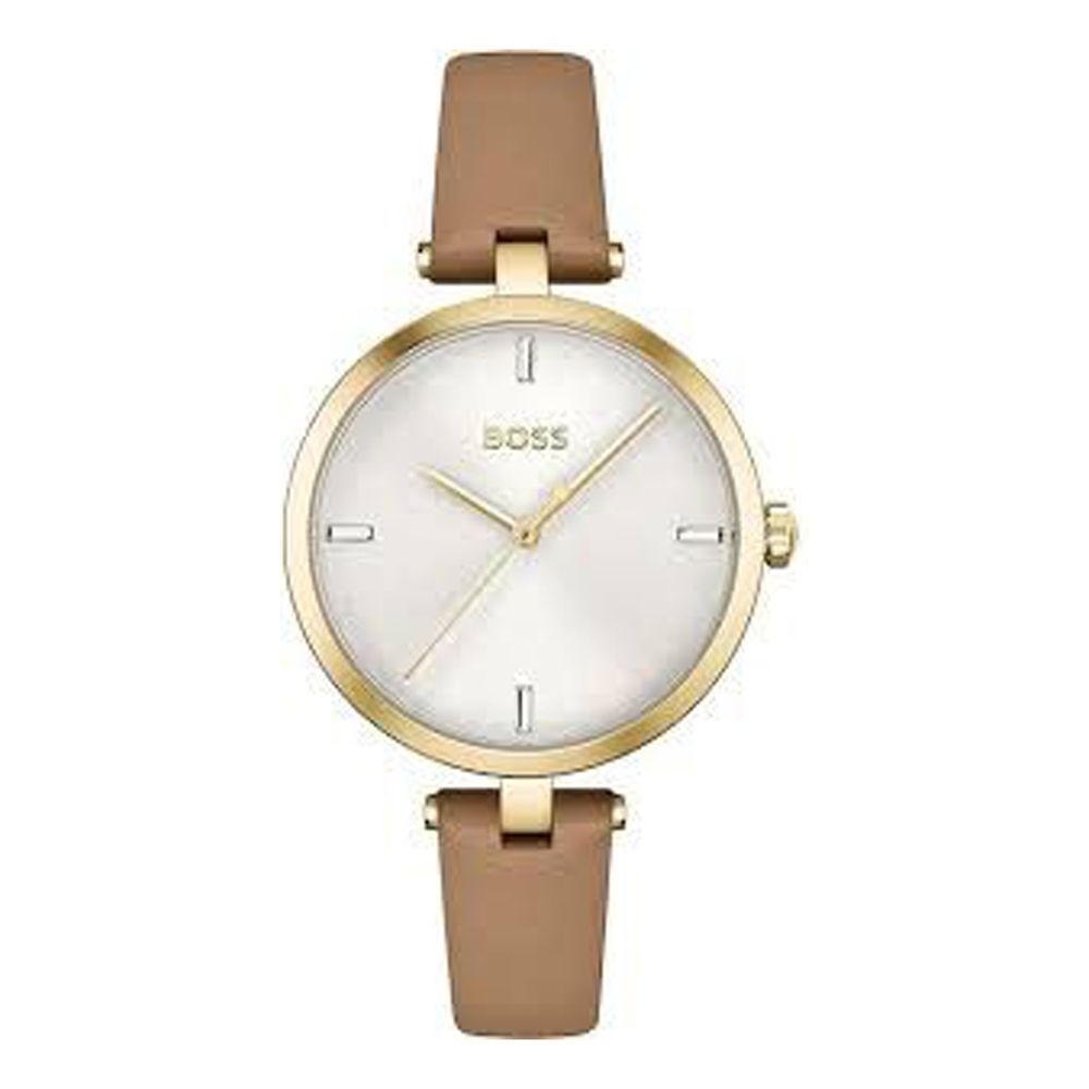 Hugo Boss Women's Beige Leather Dress Watch with Buckle