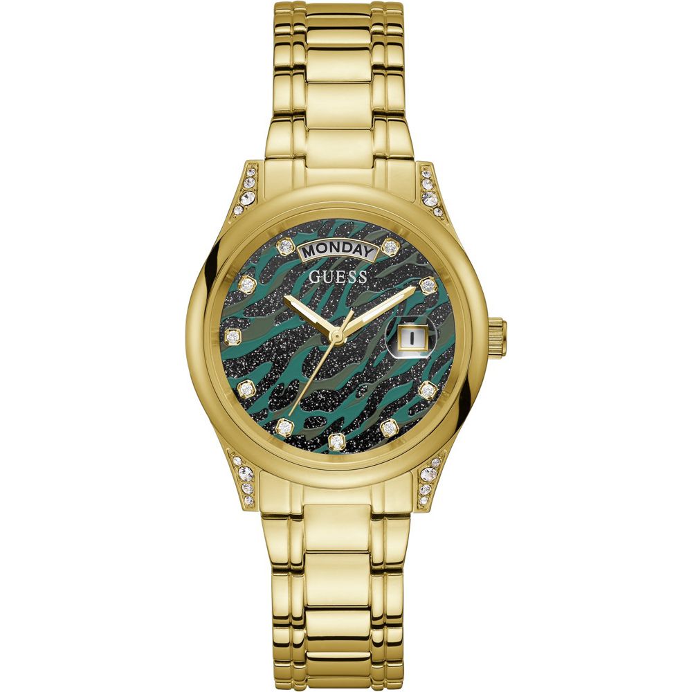 Guess Women's Watch, Green Dial, Gold Stainless Steel Bracelet