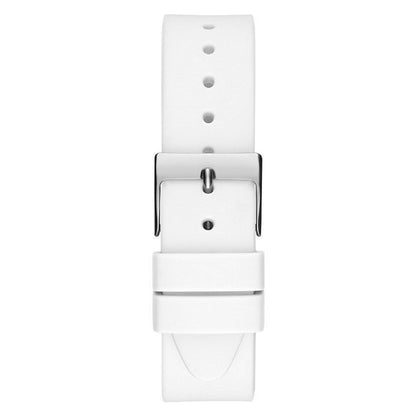 Guess Women’s Watch, Multicoloured Dial, White Silicone Strap