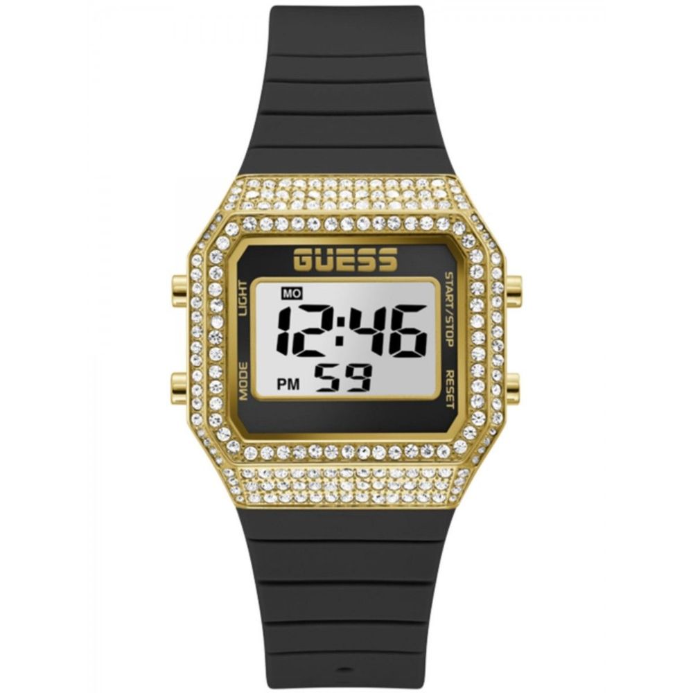 Guess Women's Watch, Digital Display, Black Silicone Strap