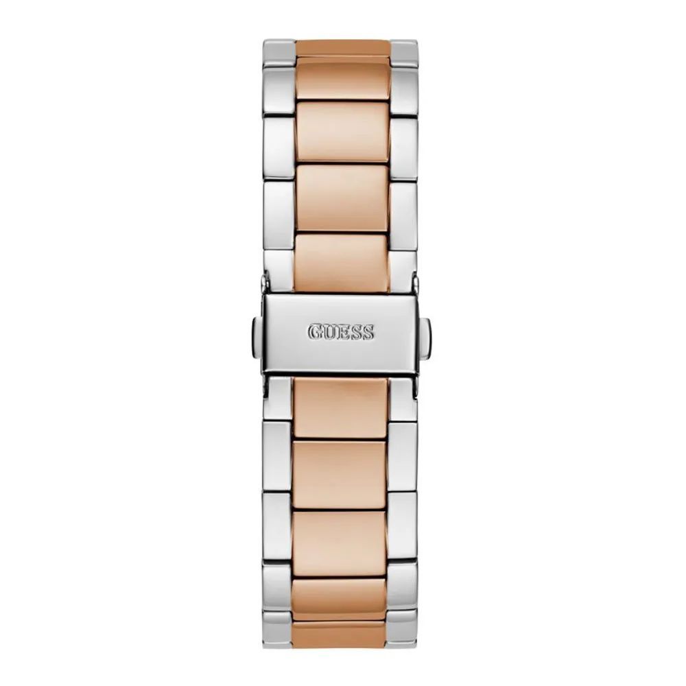 Guess Women's Watch, Multifunction Dial, Grey and Pink Stainless Steel